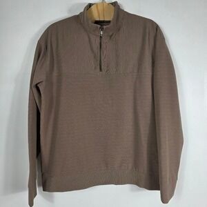 Mercer Mettle Quarter Zip Pullover Sweatshirt Brown Ribbed Texture XL Office